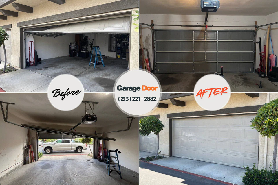 Before and after: garage door repair Girard, OH